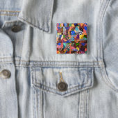 Crazy Quilt Patchwork Quilt Abstrakt Art Geometrie Button (Beispiel)