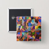 Crazy Quilt Patchwork Quilt Abstrakt Art Geometrie Button (Vorne & Hinten)