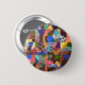 Crazy Quilt Patchwork-Quilt Abstrakte Kunst Geomet Button (Vorne & Hinten)