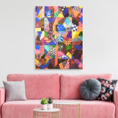 Crazy Quilt Patchwork-Quilt Abstrakte Kunst Geomet Leinwanddruck (Insitu (Wohnzimmer))