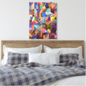 Crazy Quilt Patchwork-Quilt Abstrakte Kunst Geomet Leinwanddruck (Insitu (Schlafzimmer))