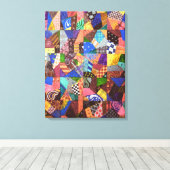 Crazy Quilt Patchwork-Quilt Abstrakte Kunst Geomet Leinwanddruck (Insitu (Holzboden))