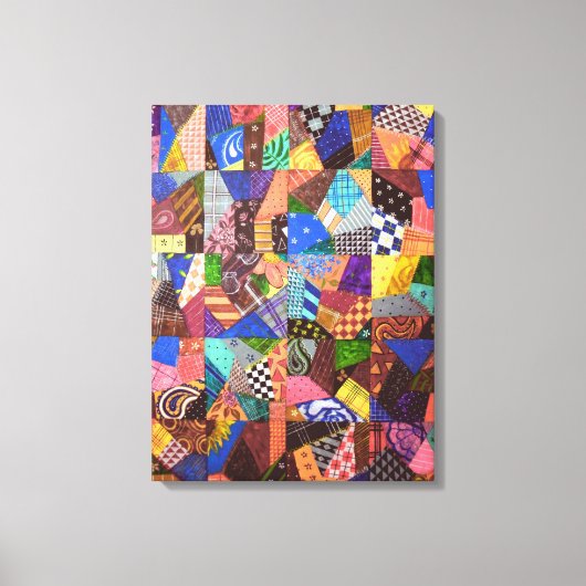 Crazy Quilt Patchwork-Quilt Abstrakte Kunst Geomet Leinwanddruck (Vorderseite)
