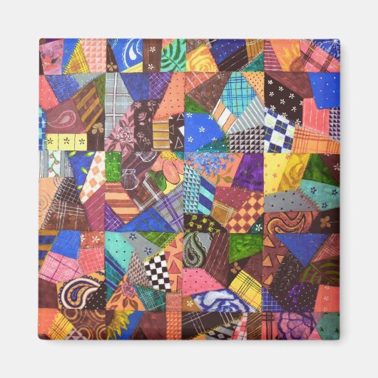 Crazy Quilt Patchwork-Quilt Abstrakte Kunst Geomet Magnet (Vorne)