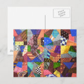 Crazy Quilt Patchwork-Quilt Abstrakte Kunst Geomet Postkarte (Vorne/Hinten)