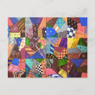 Crazy Quilt Patchwork-Quilt Abstrakte Kunst Geomet Postkarte