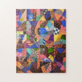 Crazy Quilt Patchwork-Quilt Abstrakte Kunst Geomet Puzzle (Vertikal)