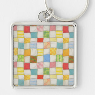 CRAZY QUILT Premium Quadrat Schlüsselanhänger
