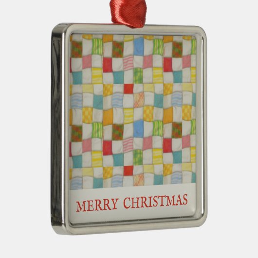 CRAZY QUILT Premium Square Ornament + Text (Rechts)