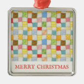 CRAZY QUILT Premium Square Ornament + Text (Vorne)