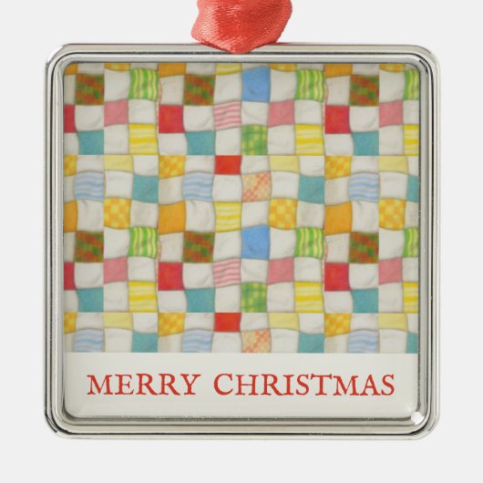 CRAZY QUILT Premium Square Ornament + Text (Vorne)