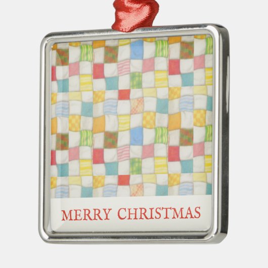 CRAZY QUILT Premium Square Ornament + Text (Links)