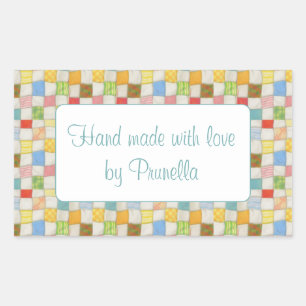 CRAZY QUILT Rectangle "Hand Made Stickers" Rechteckiger Aufkleber
