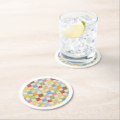 CRAZY QUILT Round Paper Untersetzer - White (Vor Ort)