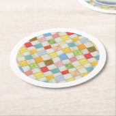 CRAZY QUILT Round Paper Untersetzer - White (Angewinkelt)