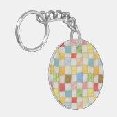 CRAZY QUILT Runder Acrylic Schlüsselanhänger (Vorderseite links)