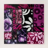 Crazy Quilt Schwarz Kirsche Blumenmuster  Puzzle (Horizontal)