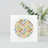 CRAZY QUILT Square Flat Danke Karte (Stehend Vorderseite)