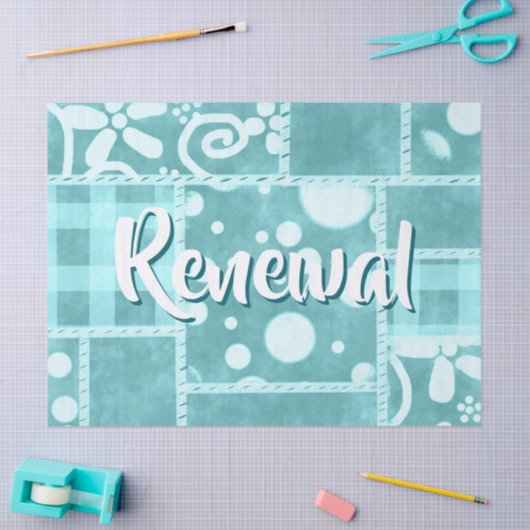 Crazy Quilt Teal Gingham Personalized Decoupage Seidenpapier (Basteln)