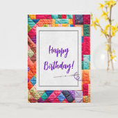 Crazy Quilt und Nadel zum Geburtstag Karte (Gelbe Blume)