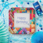 Crazy Quilt und Nadel zum Geburtstag Pappteller (Party)