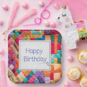 Crazy Quilt und Nadel zum Geburtstag Pappteller (Party)