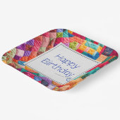 Crazy Quilt und Nadel zum Geburtstag Pappteller (Gewinkelt)