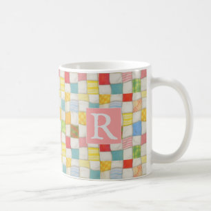 CRAZY QUILT Weiße Tasse + Text / Pink