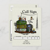 Crazy Radios und Owl QSL Card Postkarte (Vorne/Hinten)