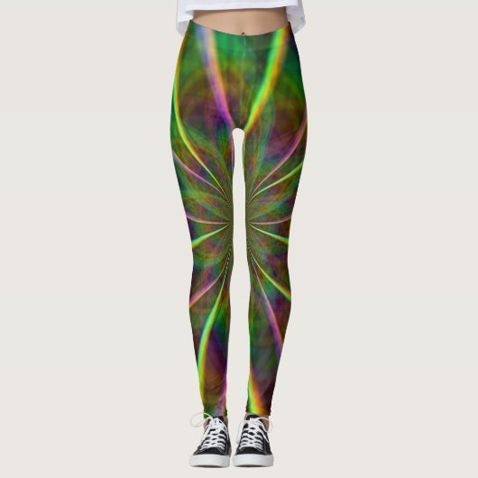 Crazy Rainbow Blume Leggings (Vorderseite)