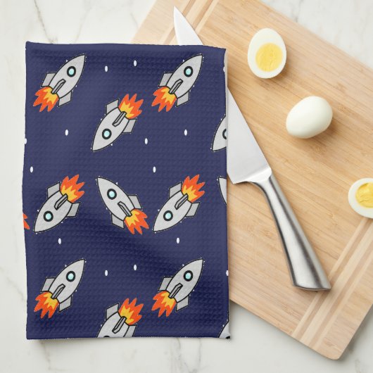 Crazy-Raketen Geschirrtuch (Viertel Falte)