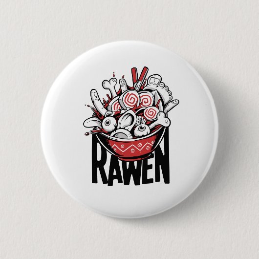Crazy Ramen Noodle Zombie Design Button (Vorderseite)