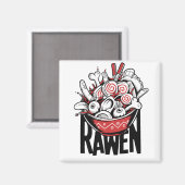 Crazy Ramen Noodle Zombie Design Magnet (Vorderseite/Rückseite)