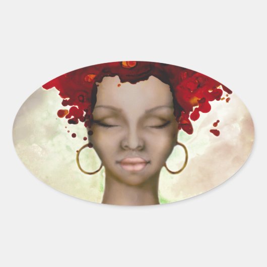 Crazy Red Hair Morning Ovaler Aufkleber (Vorderseite)