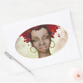 Crazy Red Hair Morning Ovaler Aufkleber (Umschlag)