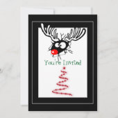 Crazy Red Nosed Reindeer Christmas Party Einladung (Vorderseite)