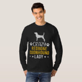 Crazy Redbone Coonhound Lady Dog T-Shirt (Vorne ganz)
