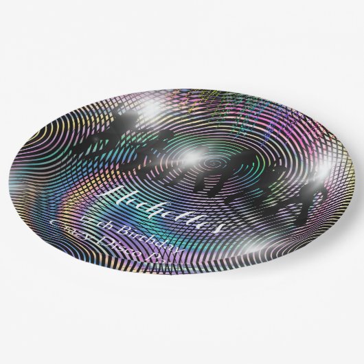 Crazy Retro Psychedelic Disco Geburtstag Pappteller (Schrägansicht)
