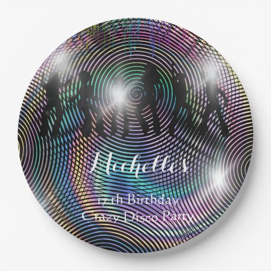 Crazy Retro Psychedelic Disco Geburtstag Pappteller (Vorderseite)