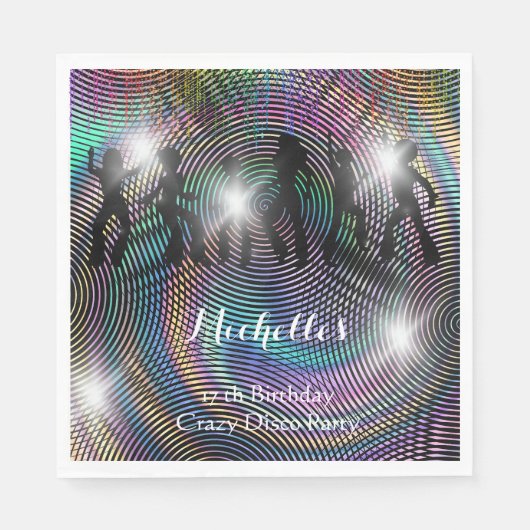 Crazy Retro Psychedelic Disco Geburtstag Serviette (Vorderseite)