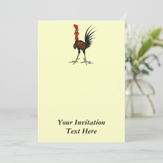 Crazy Rooster Einladung (Stehend Vorderseite)