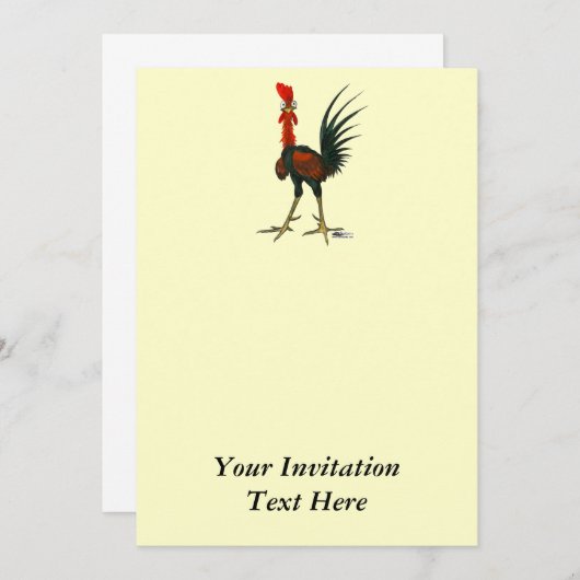 Crazy Rooster Einladung (Vorne/Hinten)