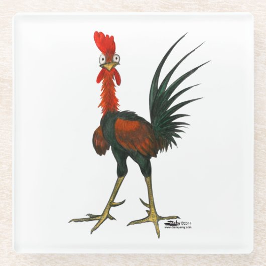 Crazy Rooster Glasuntersetzer (Vorderseite)
