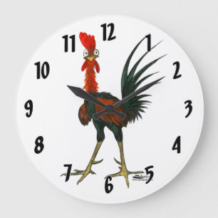 Crazy Rooster Große Wanduhr