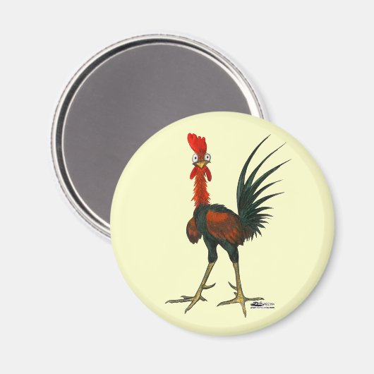 Crazy Rooster Magnet (Vorderseite/Rückseite)