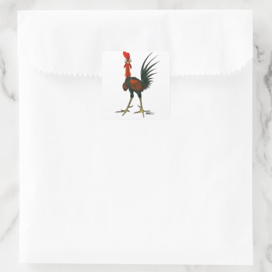 Crazy Rooster Quadratischer Aufkleber (Tasche)