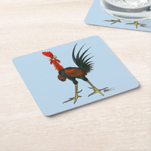 Crazy Rooster Rechteckiger Pappuntersetzer (angewinkelt)