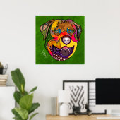 Crazy Rottweiler Hund handbemalt Poster (Heimbüro)