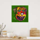 Crazy Rottweiler Hund handbemalt Poster (Küche)