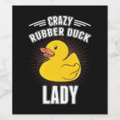 Crazy Rubber Duck Girl Weinetikett (Einzelnes Label)